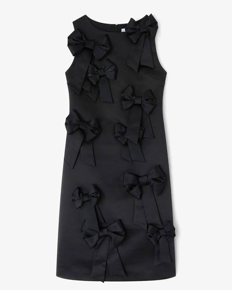 Ganni Schwarzes Satinkleid mit Schleife - Größe schwarz Schwarz