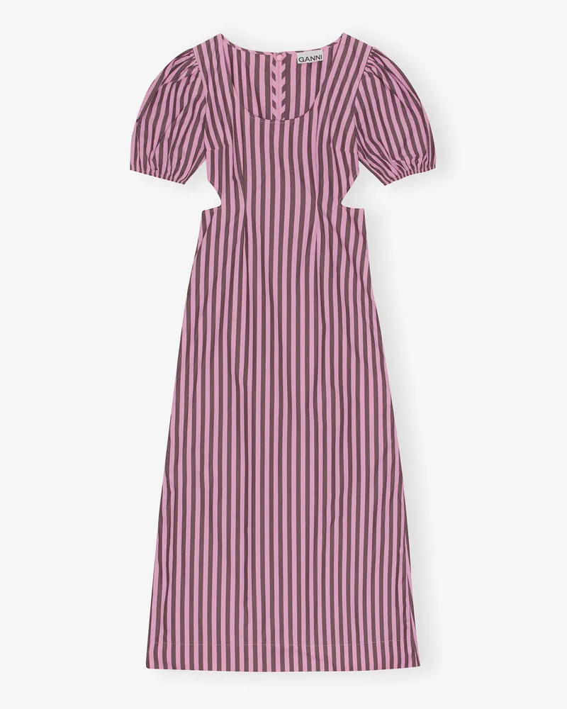 Ganni rosa Kleid aus gestreifter Baumwolle mit Cut-outs Bio-Baumwolle - Größe Rosa