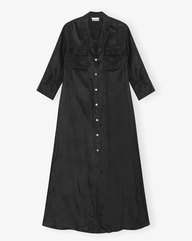 Ganni schwarz Schwarzes, fließendes Cupro-Maxikleid Cupro - Größe Schwarz