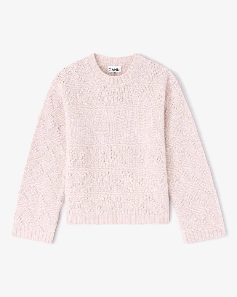 Ganni Chalk rosa Bubble-Pullover aus Baumwolle und Wolle - Größe Chalk