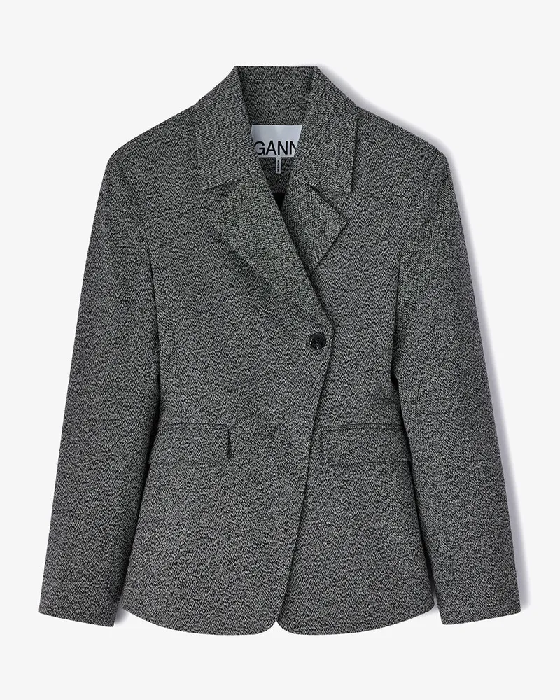 Ganni Grauer Anzugblazer schwarz Schwarz