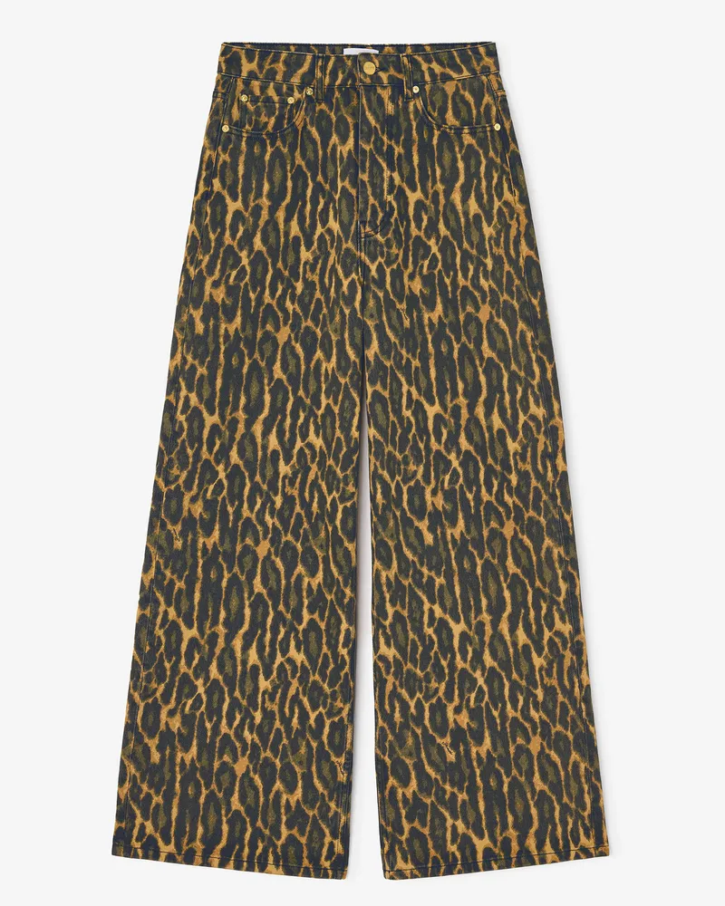 Ganni grün Baggy-Jeans mit Leopardenmuster Bio-Baumwolle - Größe Grün