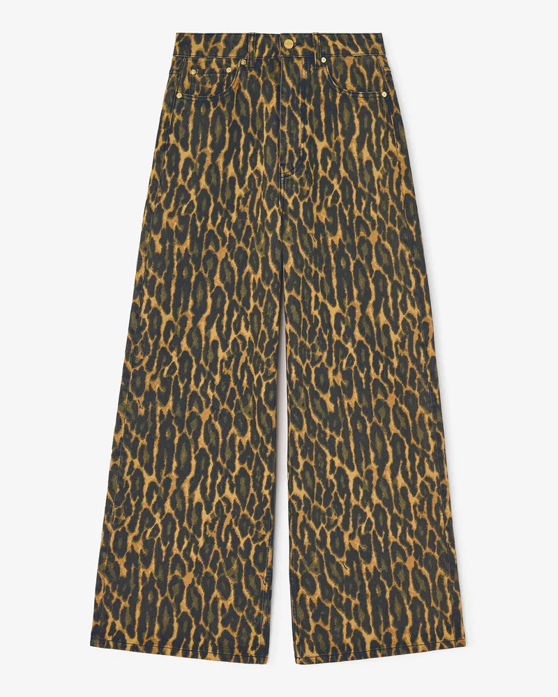 Ganni grün Baggy-Jeans mit Leopardenmuster Bio-Baumwolle - Größe Grün