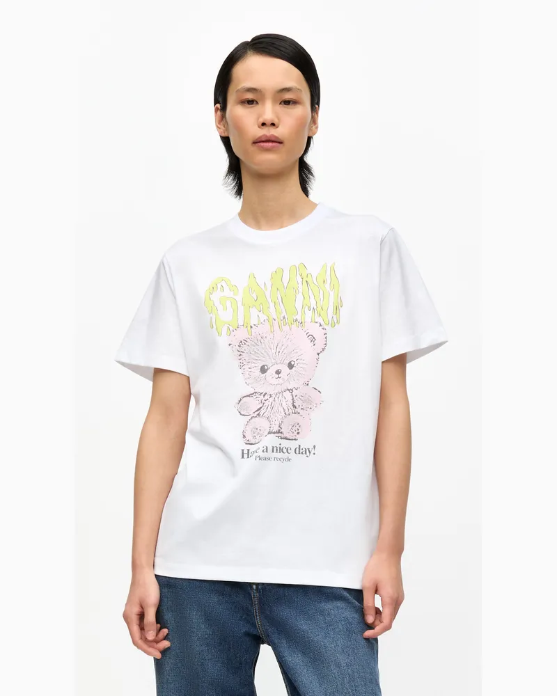 Ganni weiß Weißes, lockeres Basic-T-Shirt Teddy aus Baumwolljersey Baumwolle - Größe Weiß