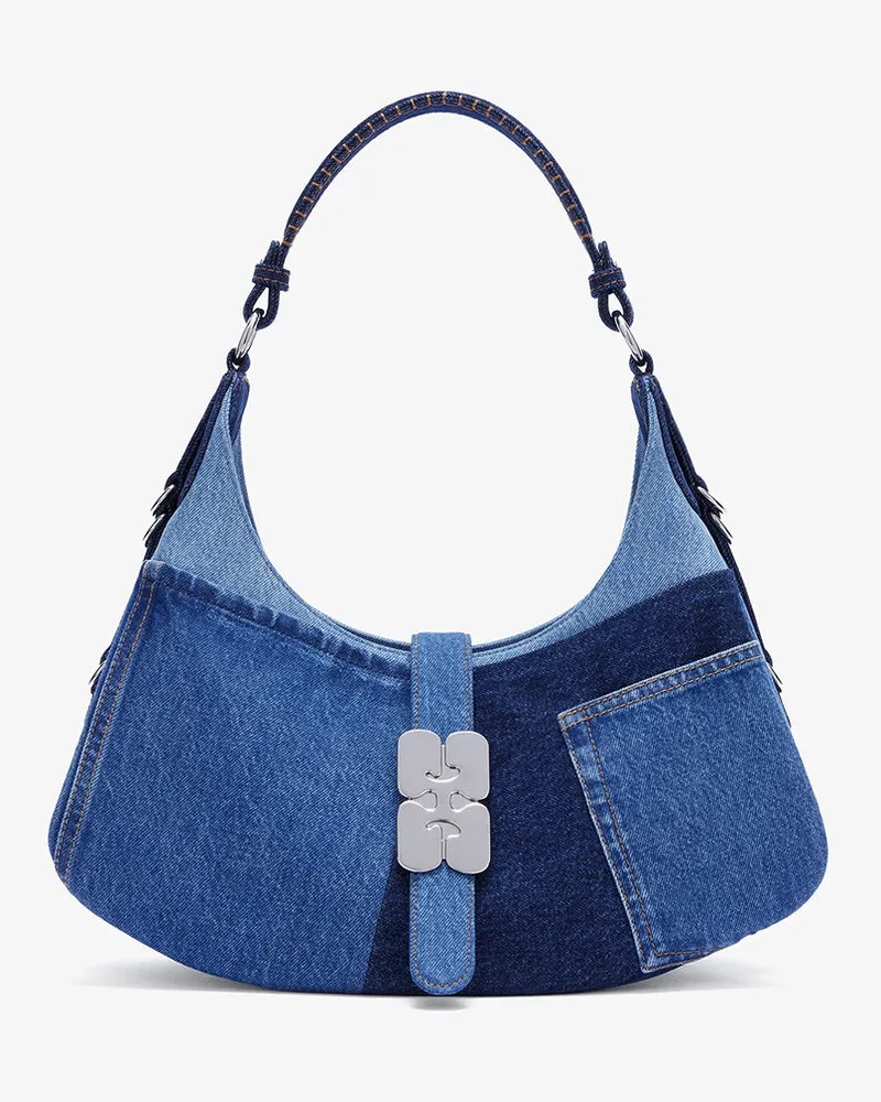 Ganni Kleine Kat-Tasche aus Denim in Blau Blau