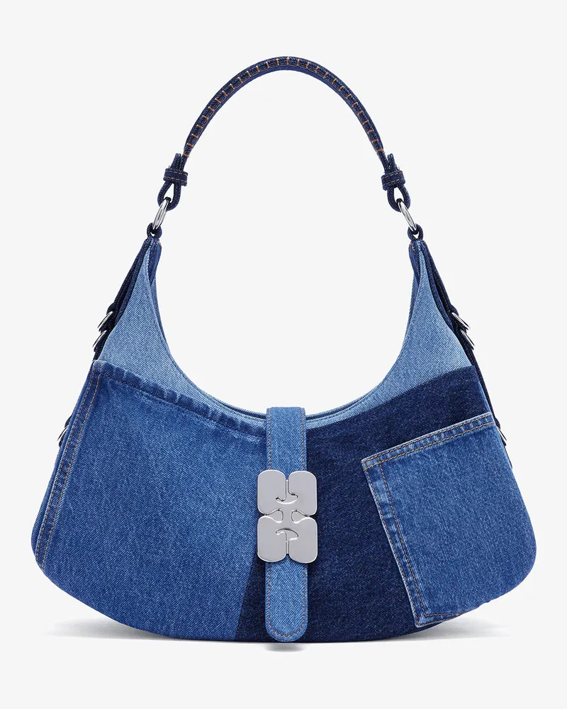 Ganni Kleine Kat-Tasche aus Denim in Blau Blau