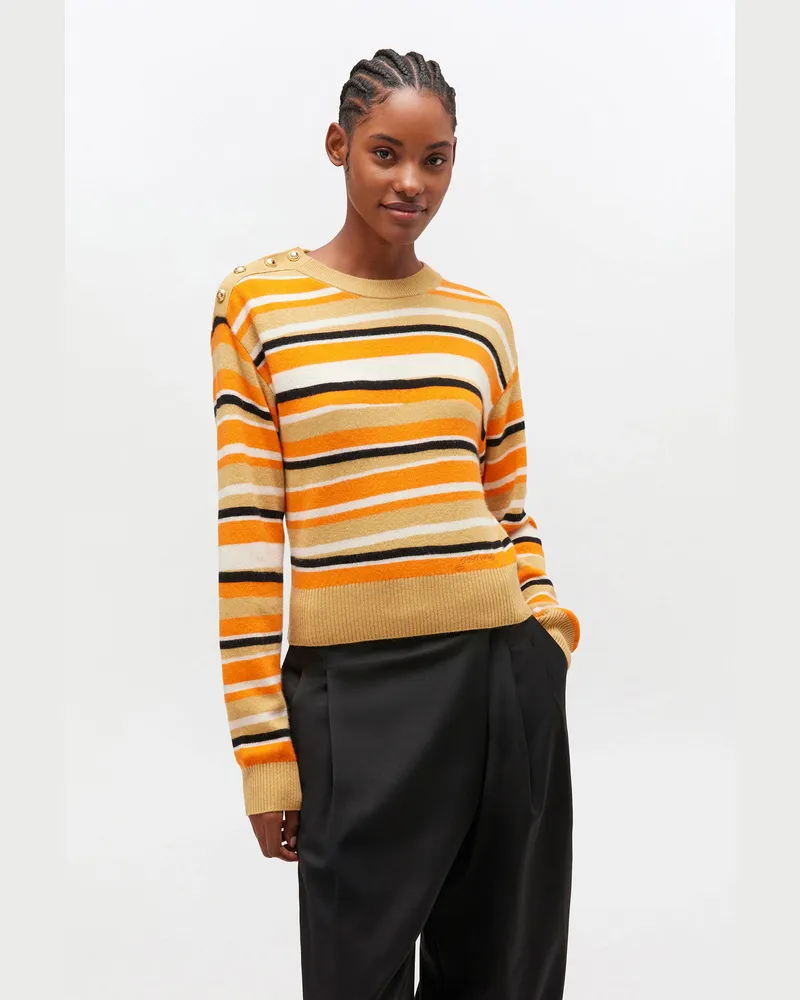 Ganni orange Tiger Gestreifter Kaschmirpullover Kashmir - Größe Orange