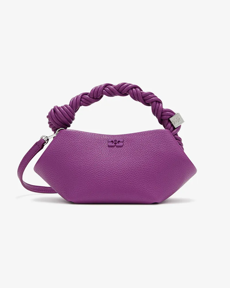 Ganni Mini-Bou-Tasche in Narbenoptik Lila Lila