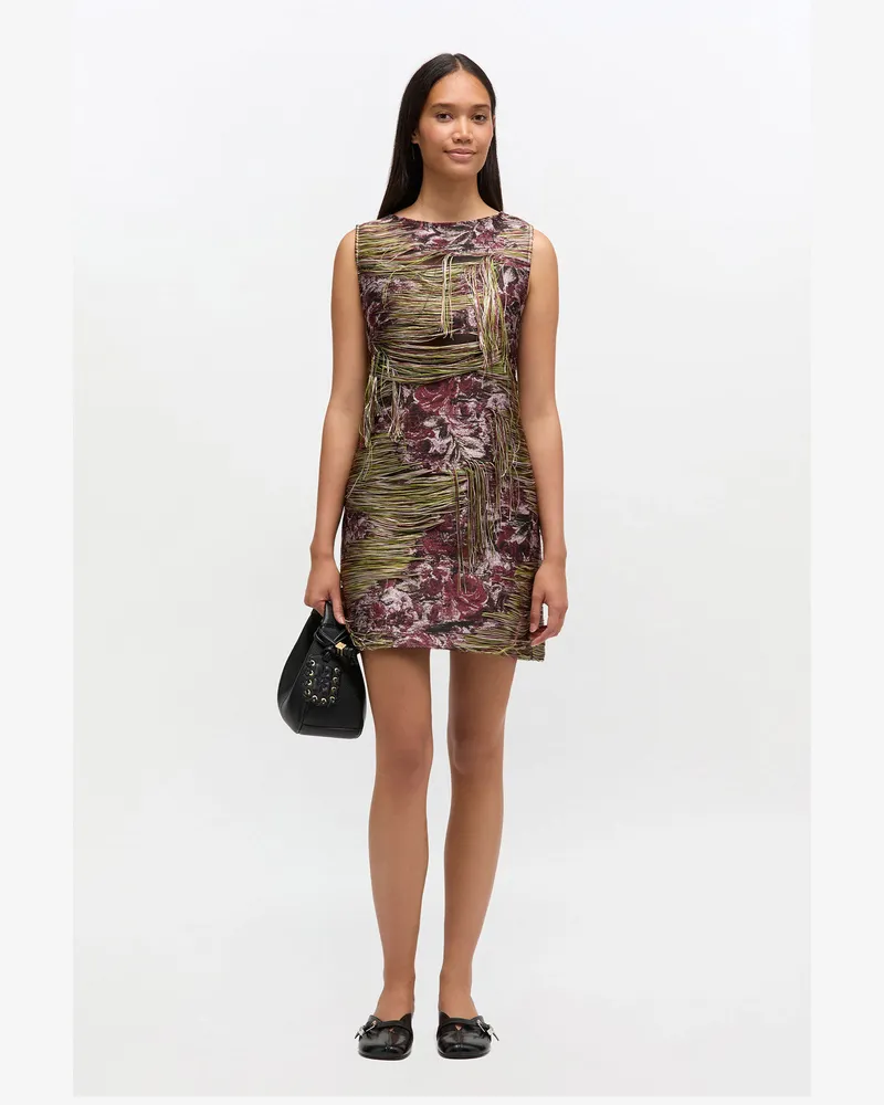 Ganni Mini-Fransenkleid aus Gobelin - Größe rot Rot