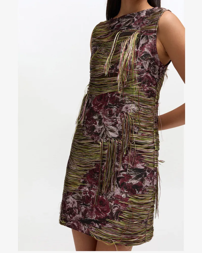 Ganni Fransen-Mini-Kleid aus Tapestry - Größe rot Rot