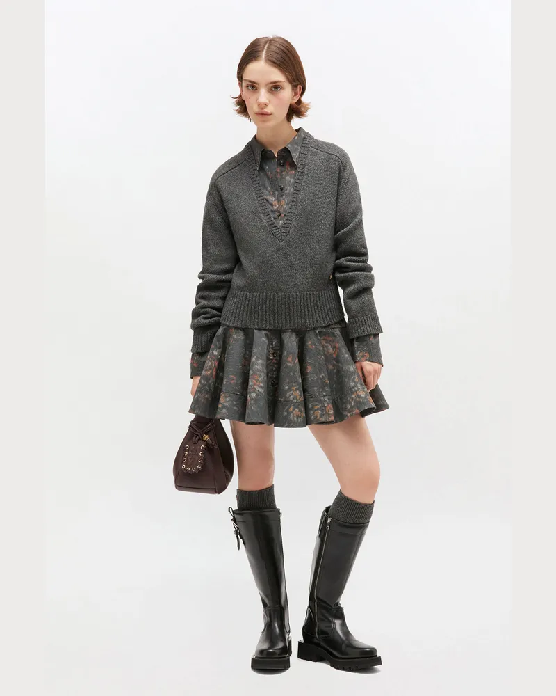 Ganni gemischt Dark grau V-neck Jumper Wolle - Größe Gemischt
