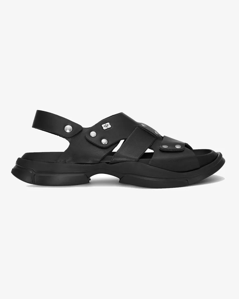 Ganni Schwarze leichte EVA asymmetrische Sandalen schwarz Schwarz