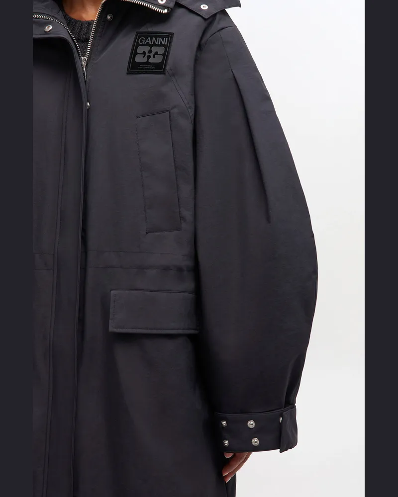 Ganni gemischt Dunkelgrauer dreilagiger Parka Oversized Recycelte Nylon - Größe Gemischt