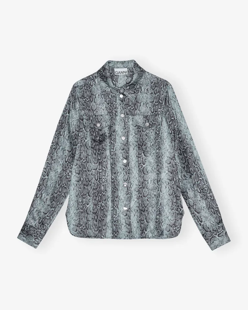 Ganni blau Snake Printed Hemd Viskose - Größe Blau