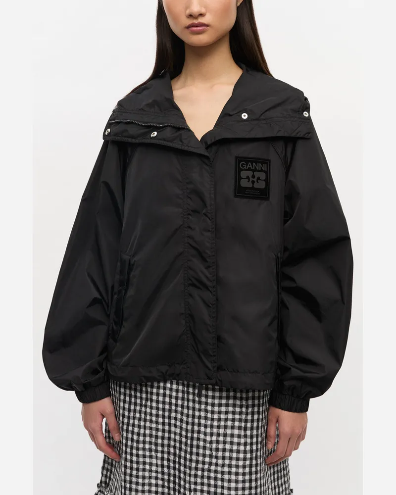 Ganni schwarz Schwarze Nylonjacke Recycelte Nylon - Größe Schwarz