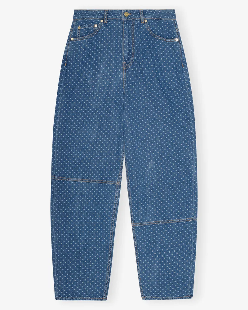 Ganni Mid blau Stone Jacquard Denim Stary Jeans Baumwolle - Größe Mid