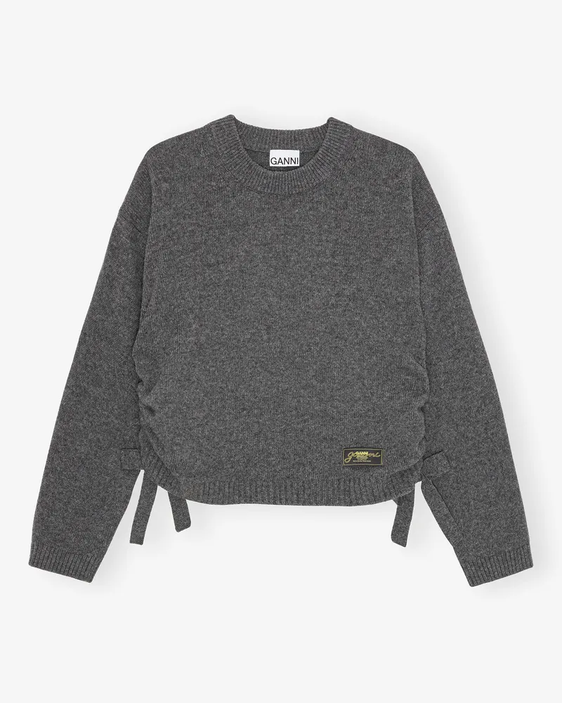 Ganni gemischt Dunkelgrauer Oversize-Pullover aus Wollmischgewebe Recycling-Wolle - Größe Gemischt