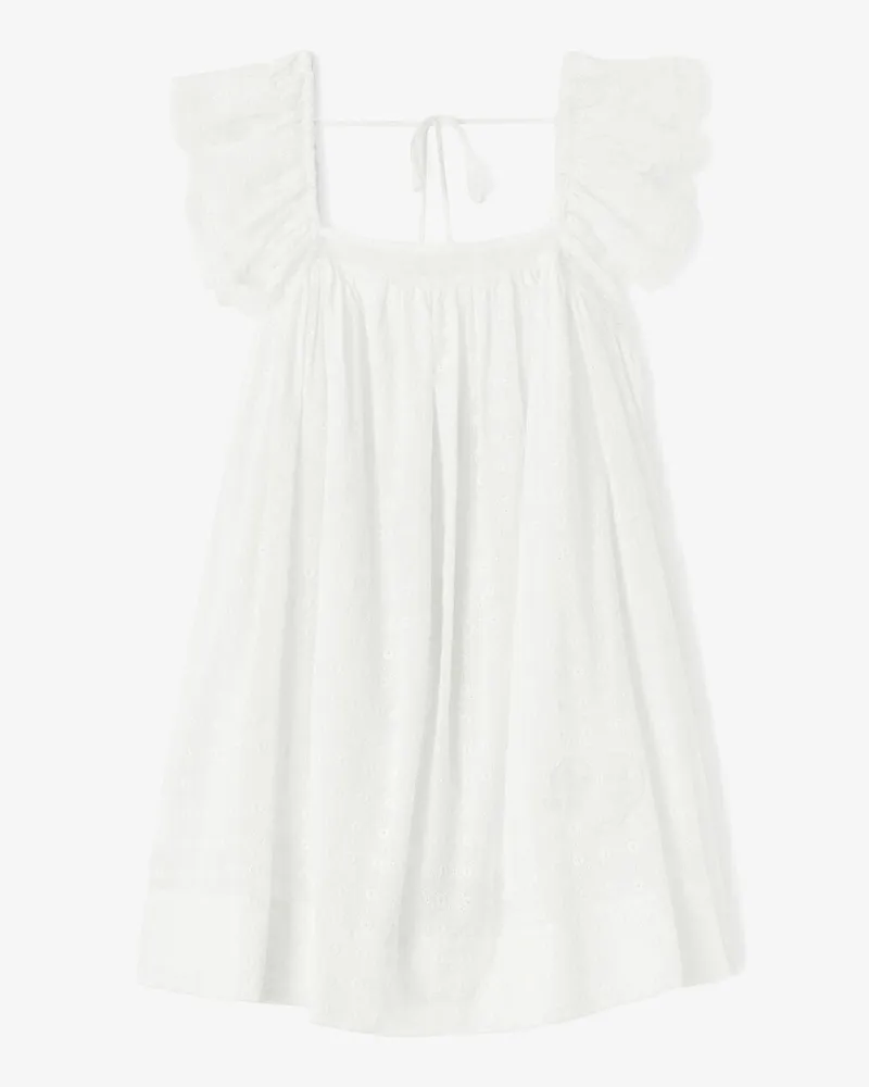Ganni weiß Kleid aus weißer Broderie Anglaise Bio-Baumwolle - Größe Weiß