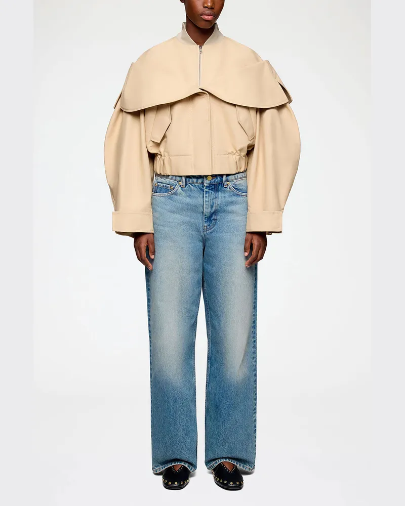 Ganni Warm Sand Bomberjacke aus Baumwolle in beige Bio-Baumwolle - Größe Warm