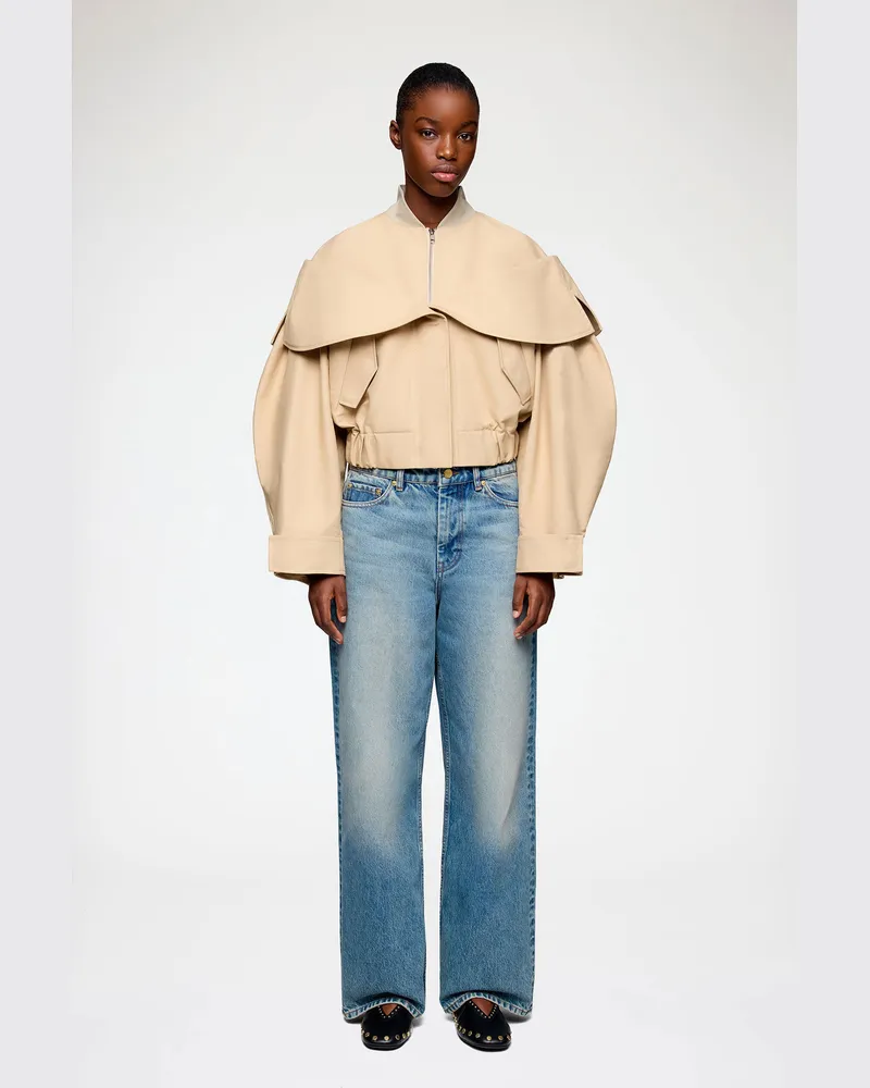 Ganni Warm Sand Bomberjacke aus Baumwolle in beige Bio-Baumwolle - Größe Warm