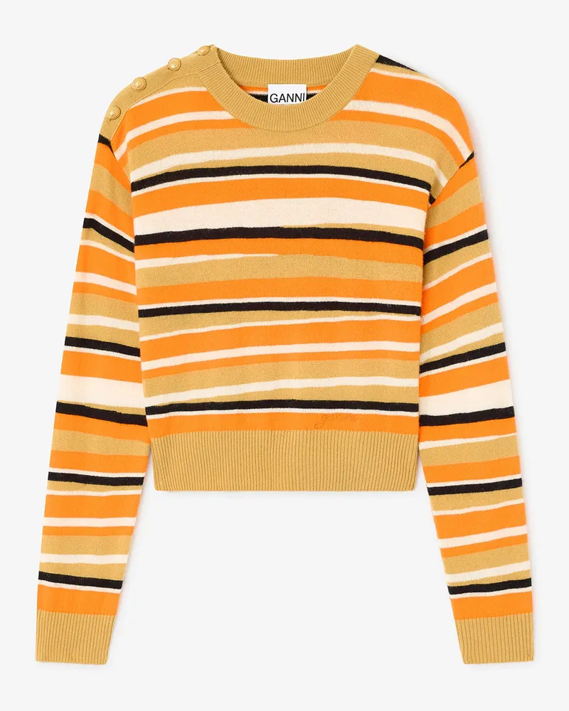 Ganni orange Gestreifter Kaschmirpullover Kashmir - Größe Orange