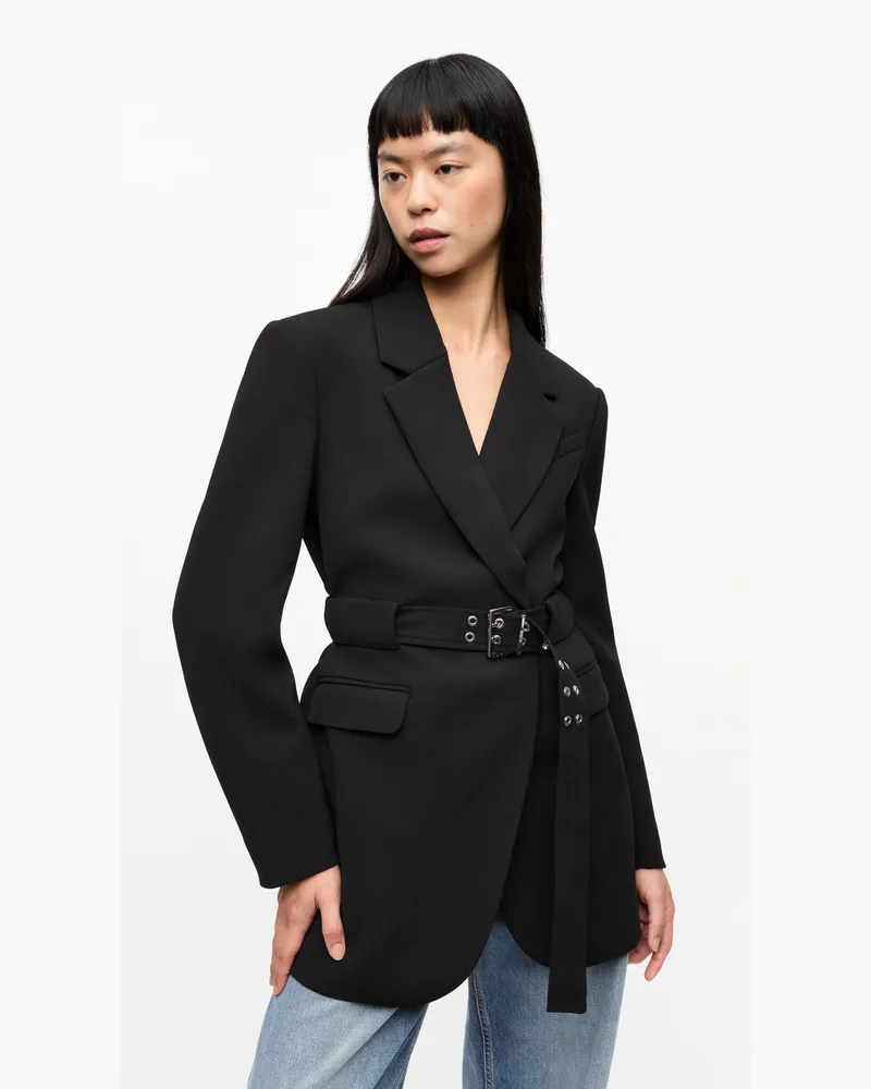 Ganni Schwarzer Blazer aus verbundenem Crêpe - Größe schwarz Schwarz