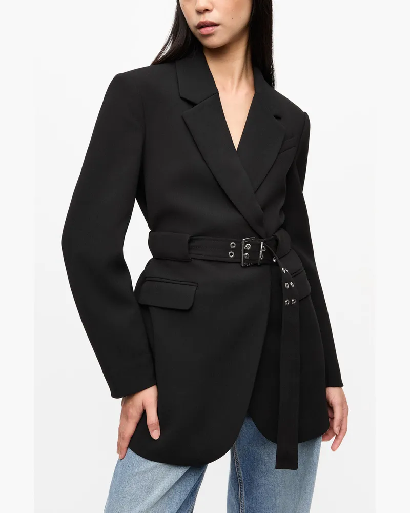 Ganni Schwarzer Blazer aus verbundenem Crêpe - Größe schwarz Schwarz