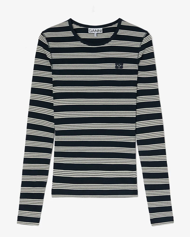 Ganni marineblau Geripptes Langarmshirt mit Streifen - Größe Marineblau