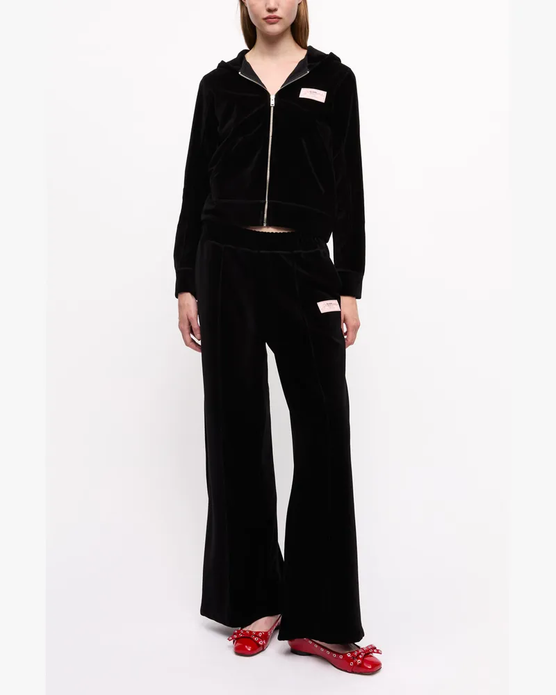 Ganni Dicke Velours Zip-Hoodie schwarz Schwarz