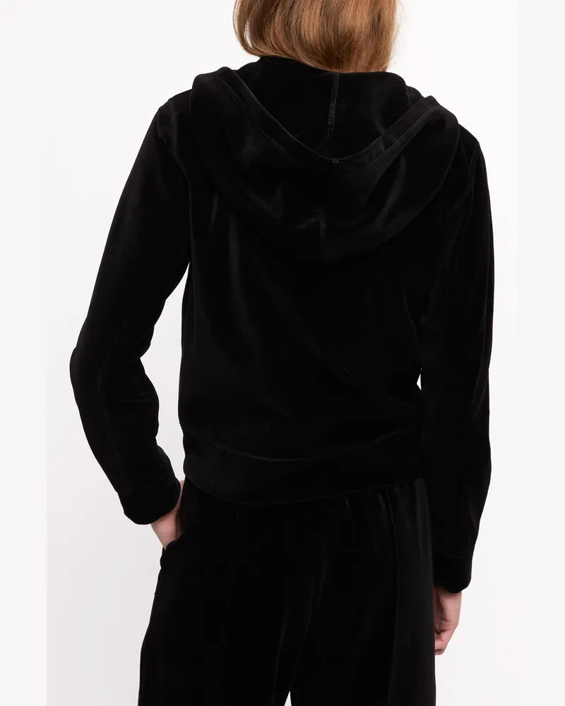 Ganni Dicke Velours Zip-Hoodie schwarz Schwarz
