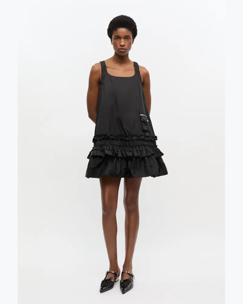 Ganni Schwarzes Duchesse Minikleid aus Nylon - Größe schwarz Schwarz