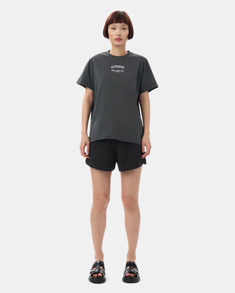 Ganni gemischt schwarz Isoli Elasticated Shorts Baumwolle - Größe Gemischt