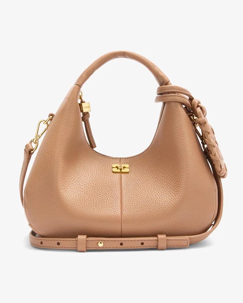 Ganni Mini-Hobo-Tasche in Braun Tawny Birch Tawny