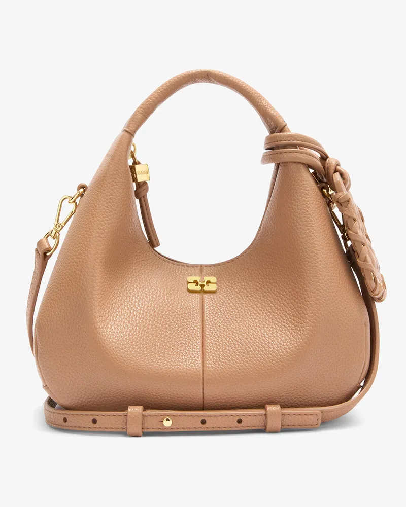 Ganni Mini Hobo Bag in braun Tawny Birch Tawny