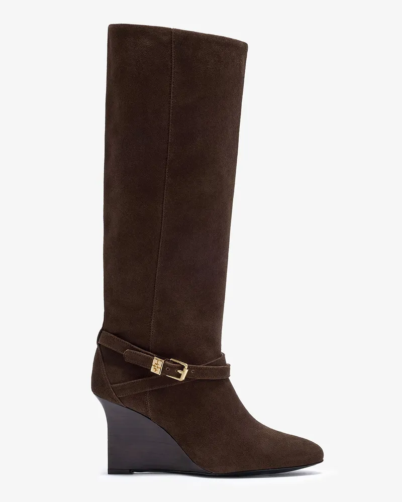 Ganni Hoher Kat-Stiefel aus Wildleder in Braun Braun