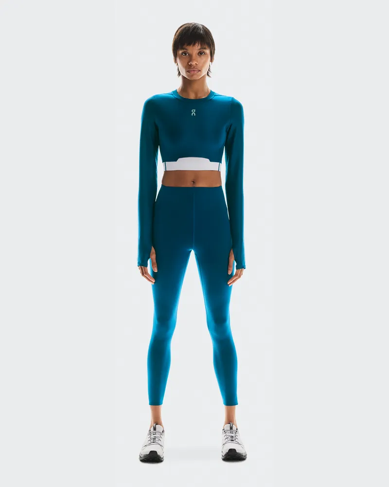 ON Train Lg Sleeve Crop Blue