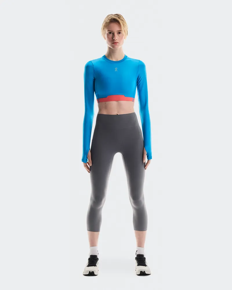 ON Train Lg Sleeve Crop Blue