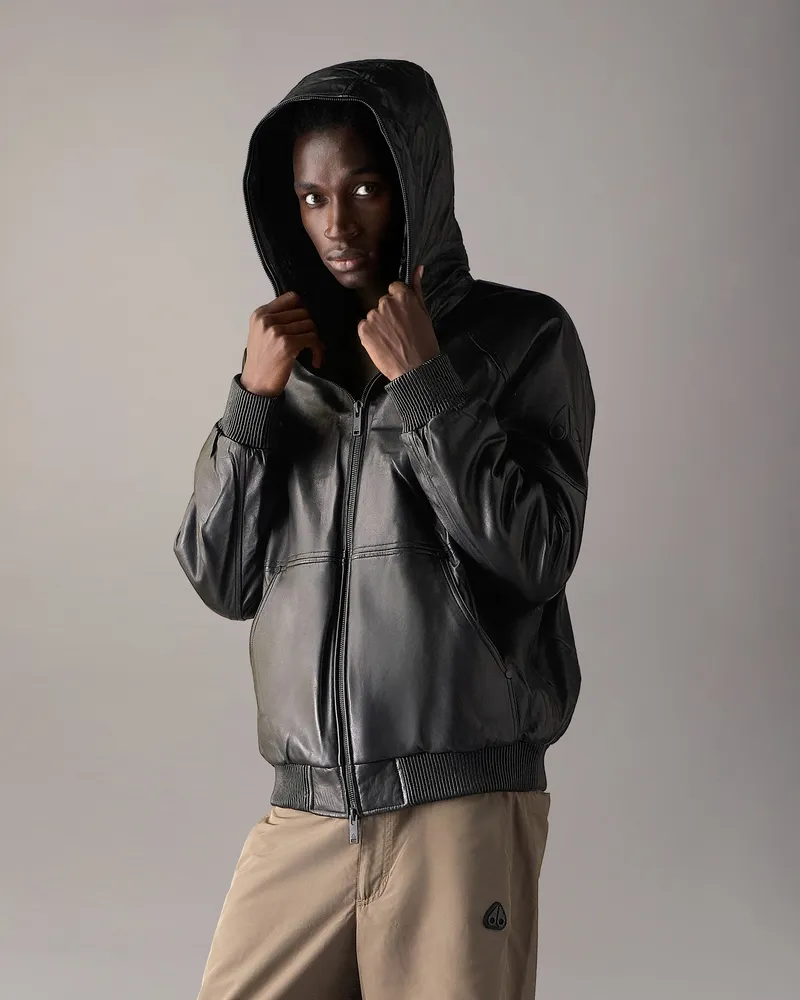 Moose Knuckles Neo Bunny Lederjacke Schwarz
