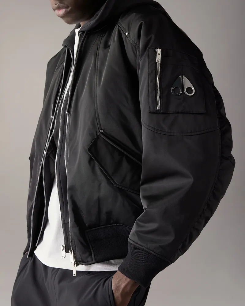 Moose Knuckles Georgie Satin - Bomberjacke Schwarz