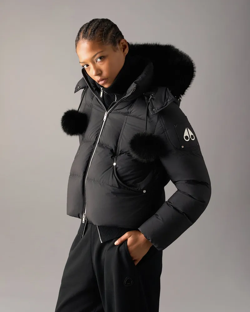 Moose Knuckles Everest Daunen-pufferjacke Mit Kapuze - Farbe: Schwarz - Für Damen Schwarz