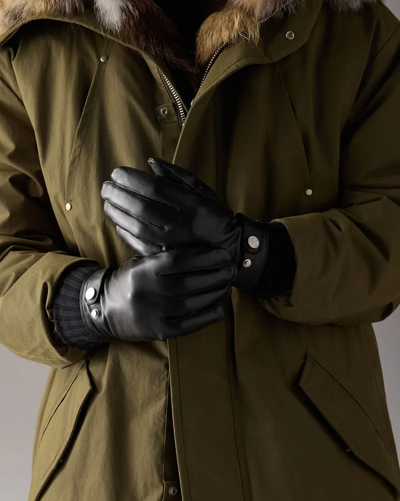 Moose Knuckles Lederhandschuhe Schwarz