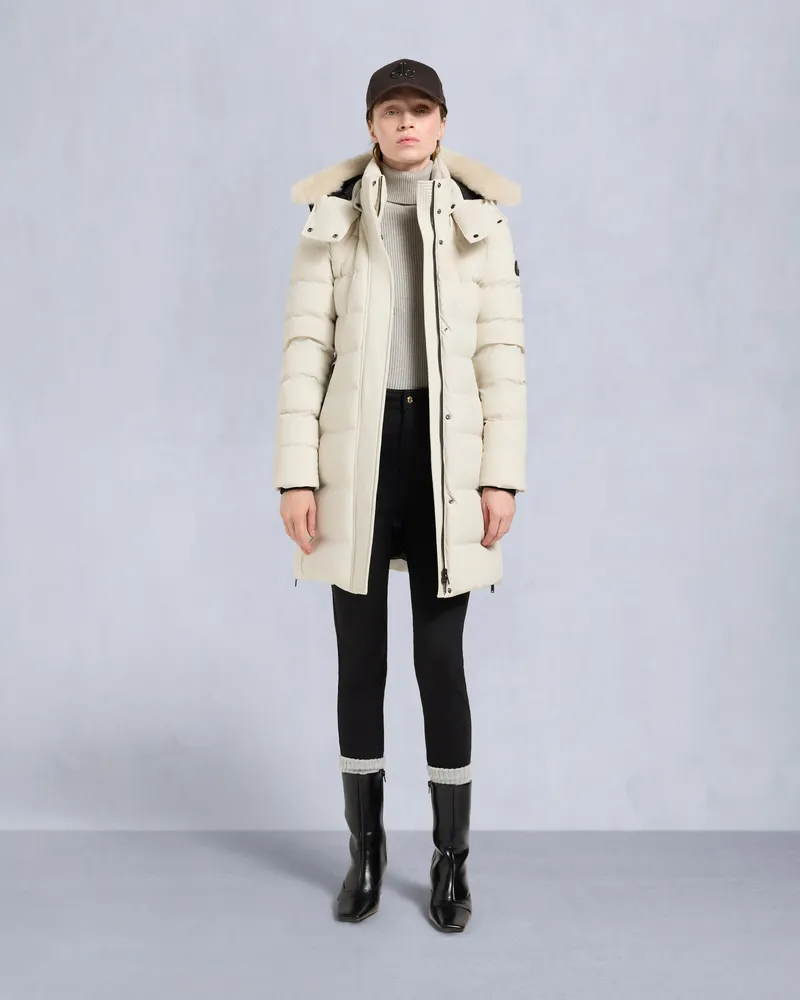 Moose Knuckles Nyluxe Watershed Parka Mit Shearling - Besatz Für Damen Alabaster