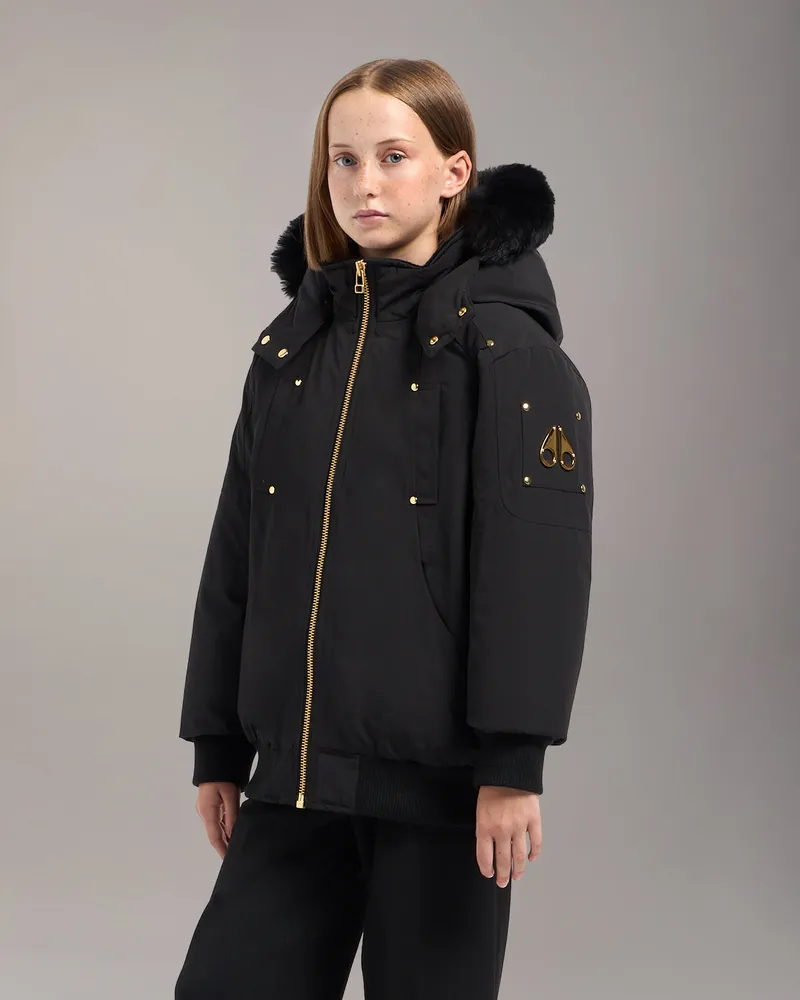 Moose Knuckles Gold Series Original Down Bomberjacke Für Kinder - Farbe: Schwarz Schwarz