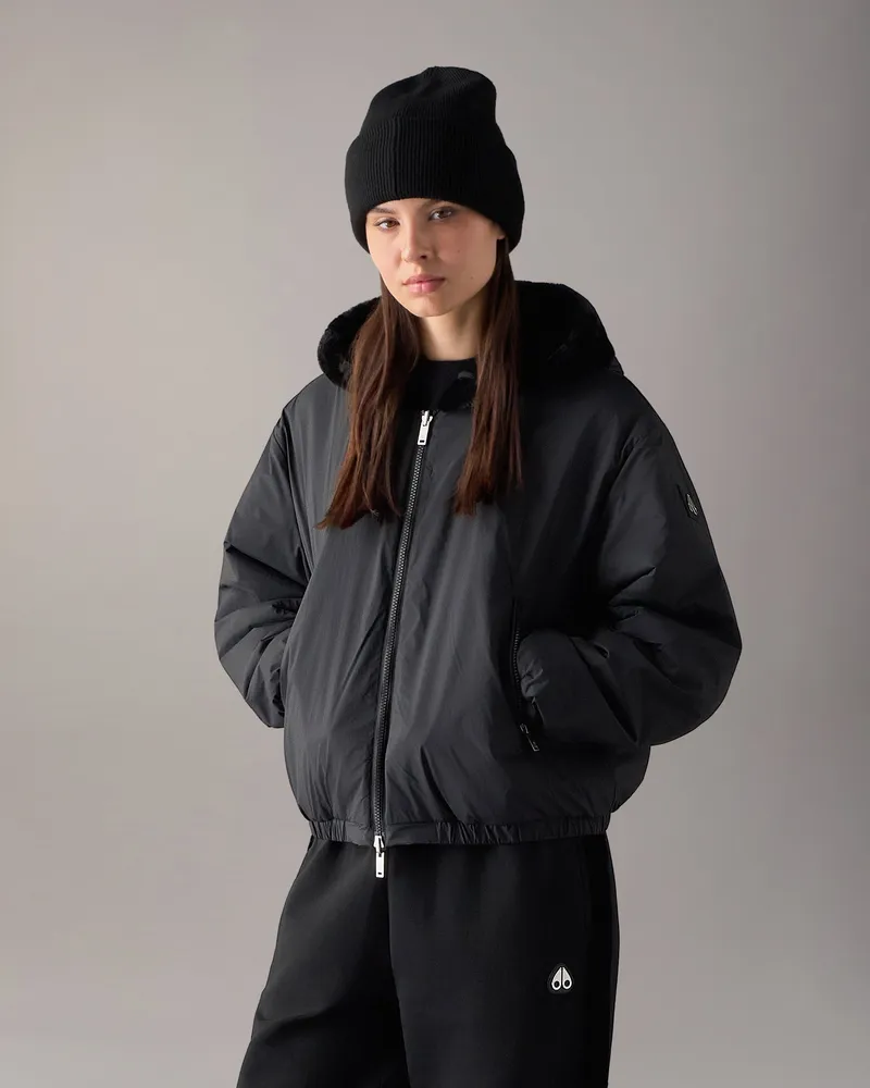 Moose Knuckles Wendbarer Eaton Bunny Hoodie Für Damen Schwarz