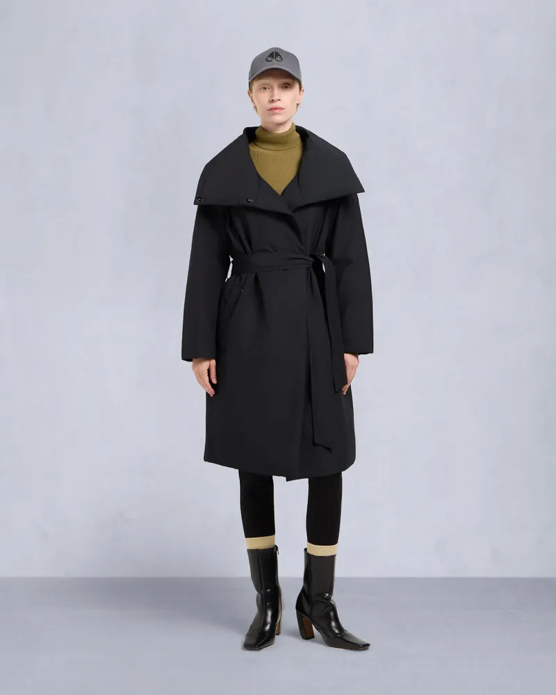Moose Knuckles Lonsdale – Lange Wickeljacke Für Damen Schwarz