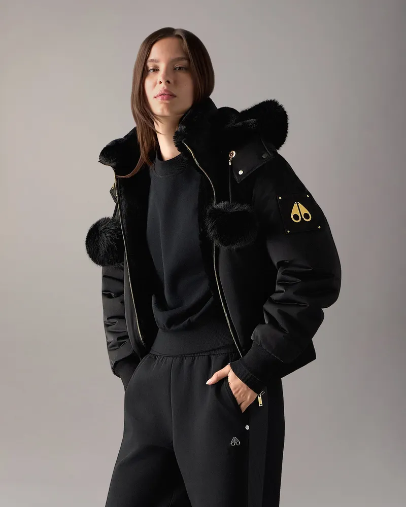 Moose Knuckles Luxe Satin Wende - Bomberjacke Für Damen Schwarz