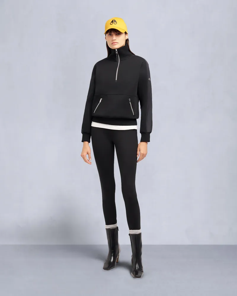 Moose Knuckles Mix Media Quarter Zip Pullover Für Damen Schwarz