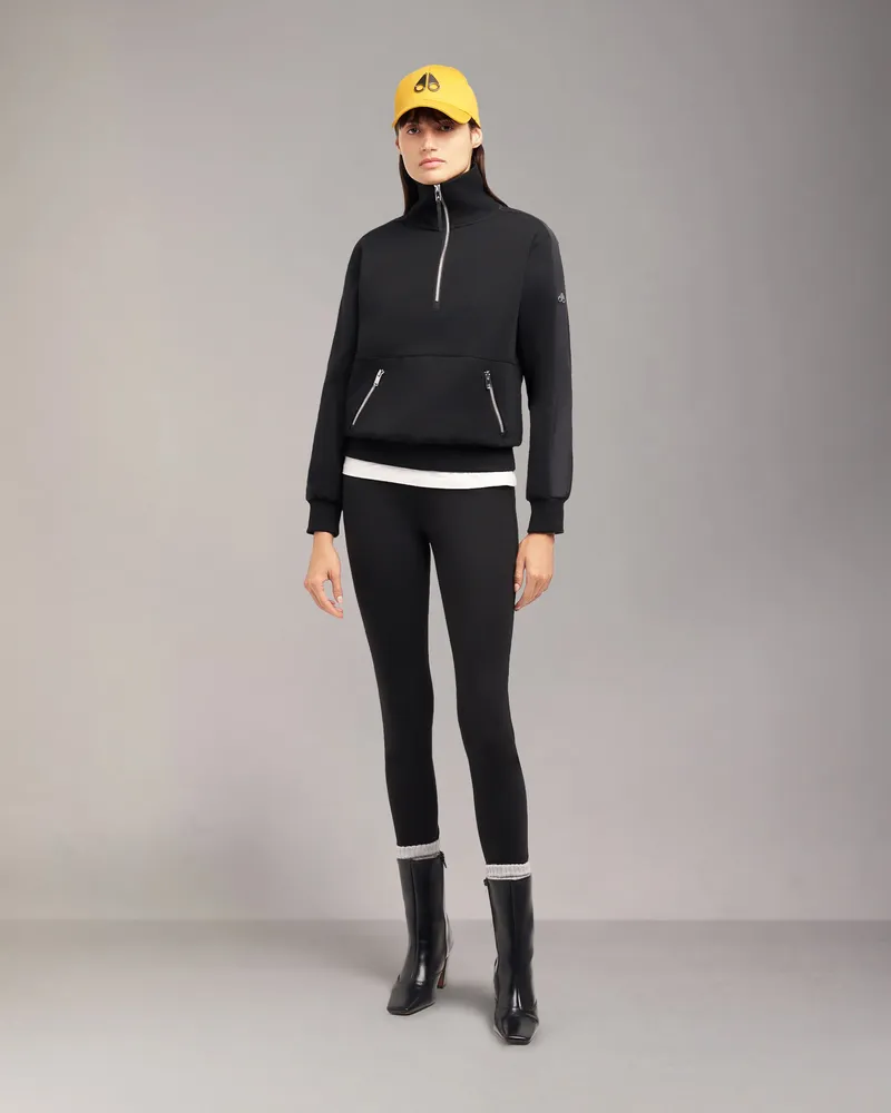 Moose Knuckles Mix Media Quarter Zip Pullover - Farbe: Schwarz - Für Damen Schwarz