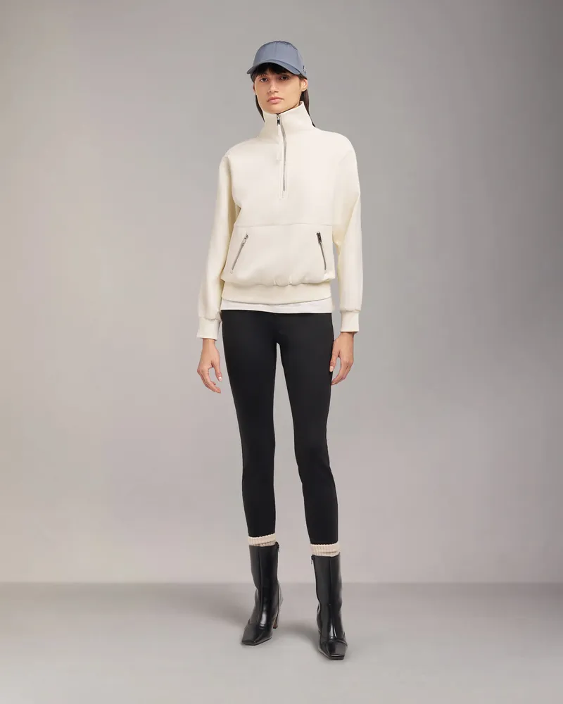Moose Knuckles Mix Media Quarter Zip Pullover - Farbe: Gips - Für Damen Gips