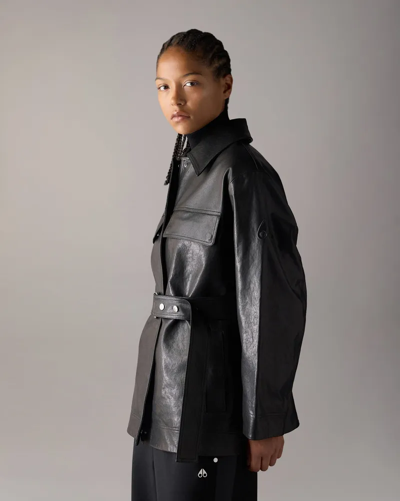 Moose Knuckles Blvd Leder - Feldjacke Für Damen Schwarz